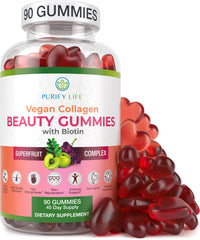 Purify Life Vegan Collagen Gummies bottle front for daily beauty support.