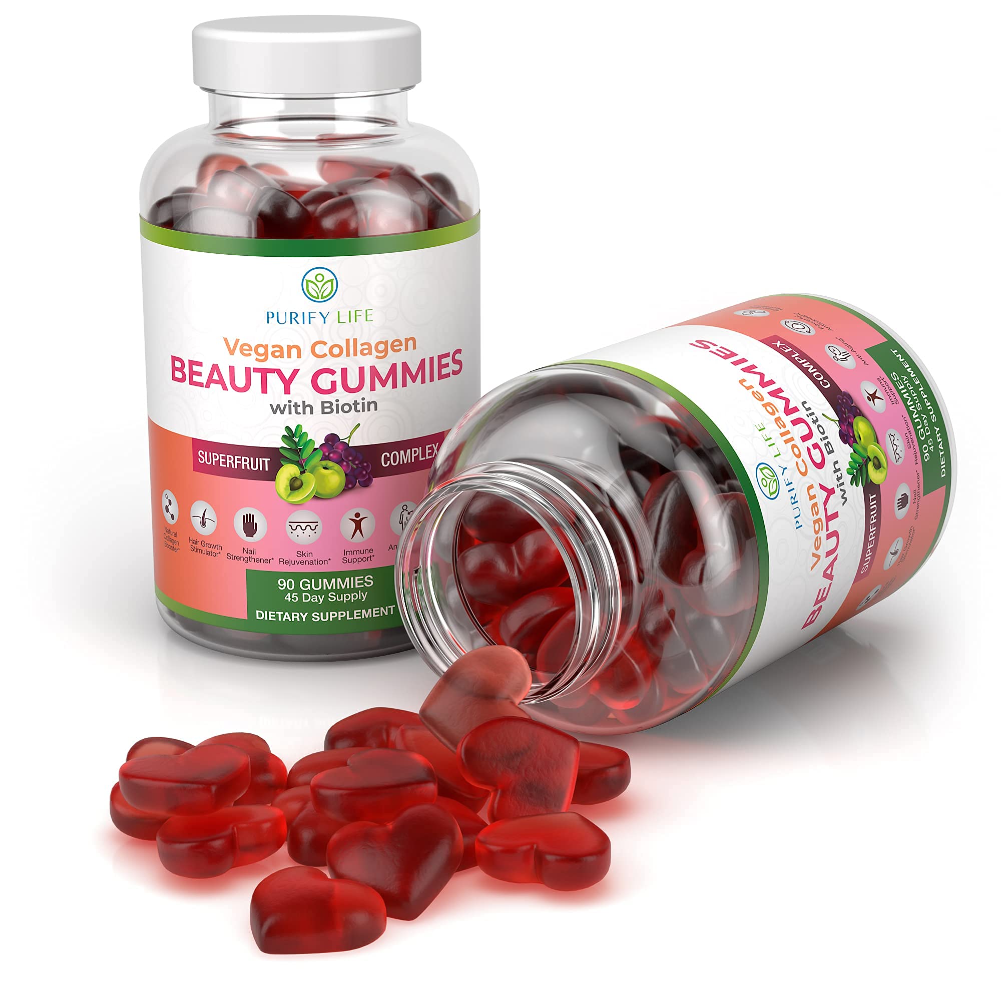 Purify Life Vegan Collagen Gummies packaging with USA-made badge.