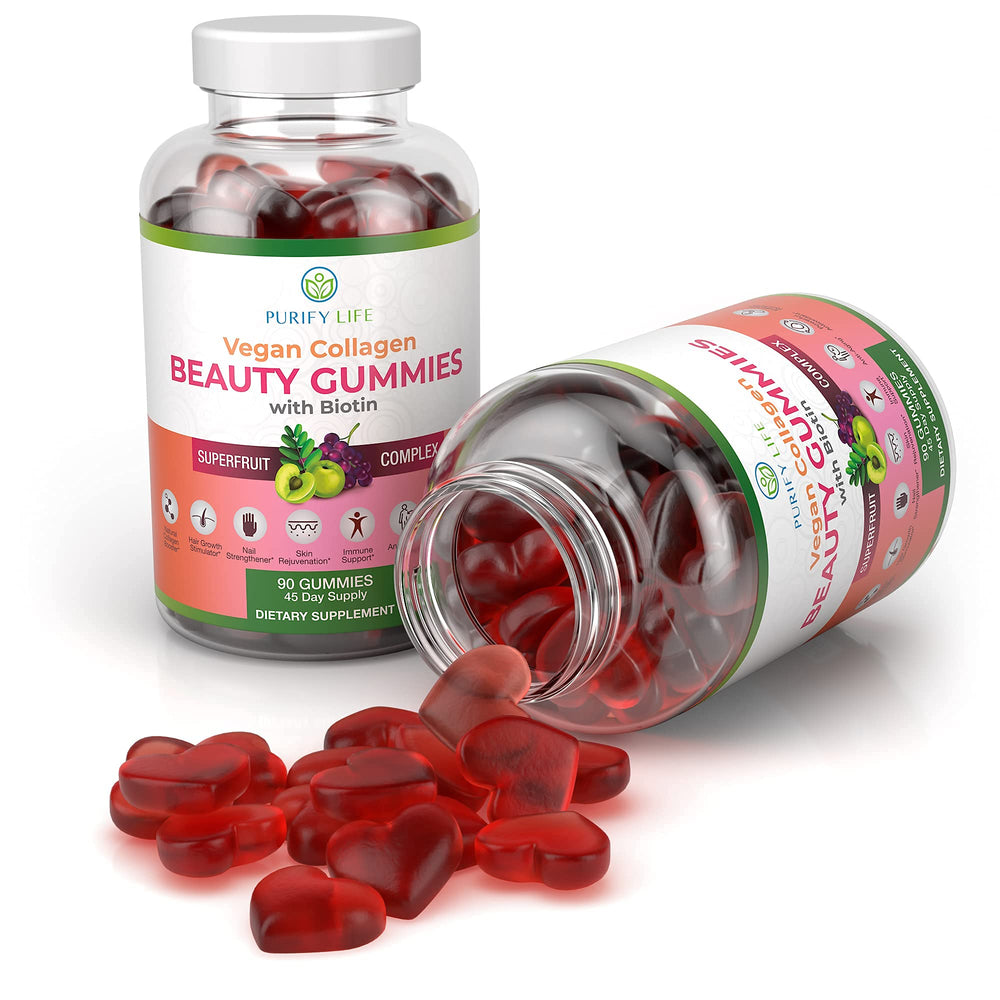 Purify Life Vegan Collagen Gummies packaging with USA-made badge.