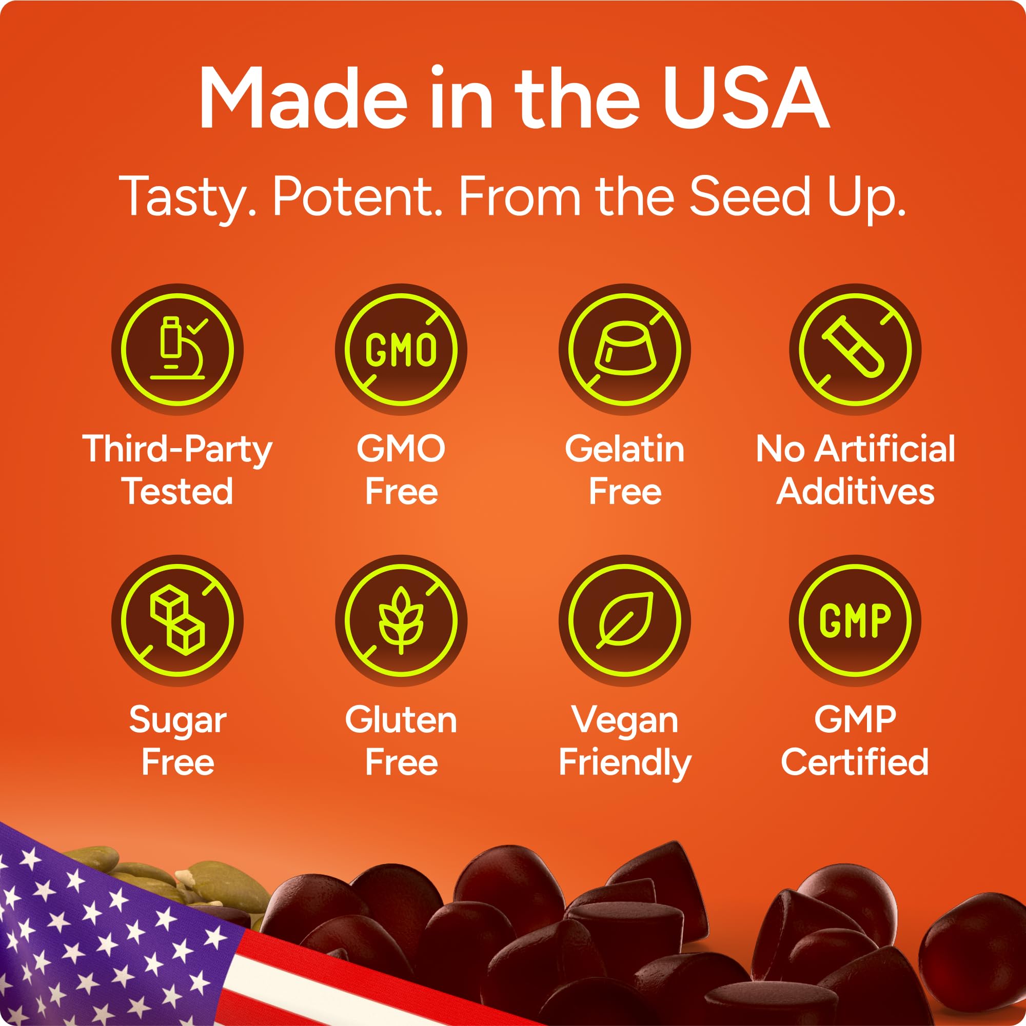 Purify Life vegan non-GMO gummies in hand highlighting on-the-go wellness.