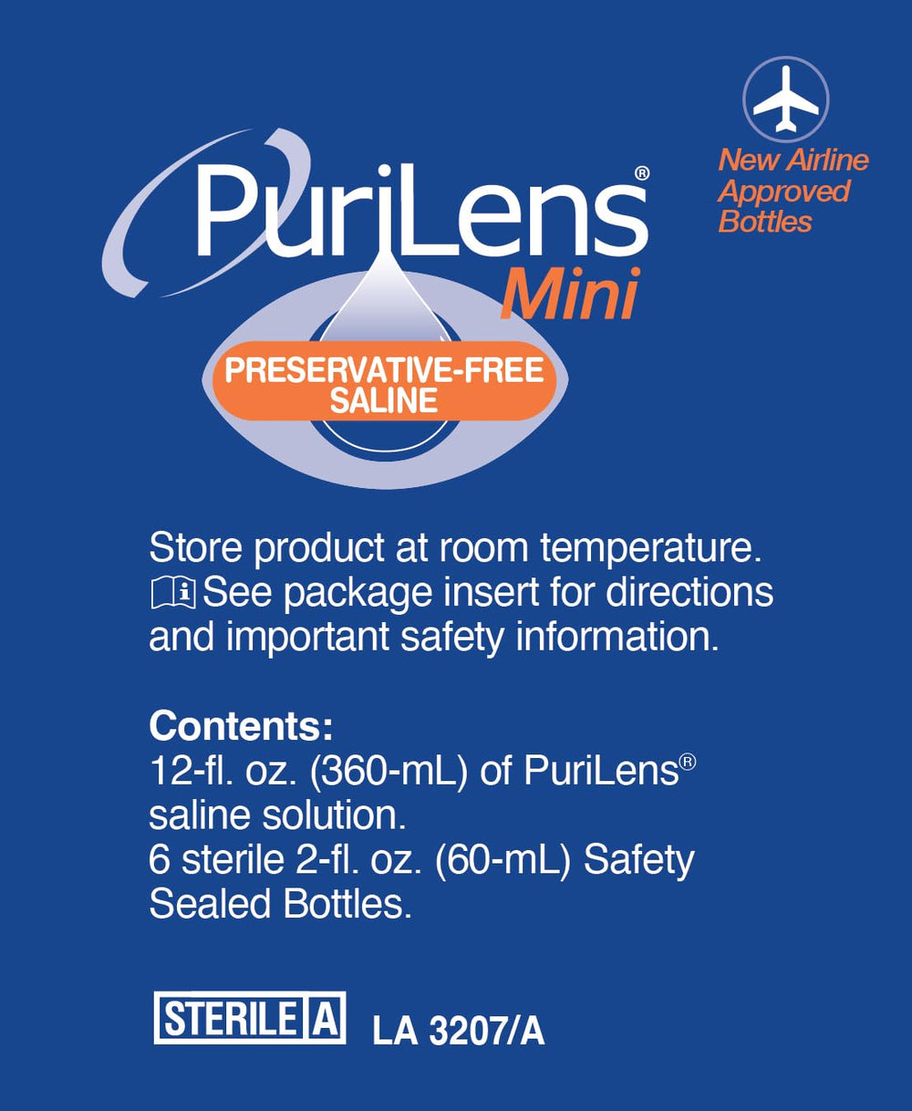 Purilens lens-care routine scene with saline for comfortable wear