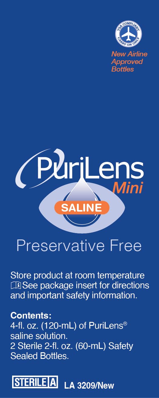 Purilens Mini preservative-free saline clarity emphasizes improved lens clarity and comfort after use.