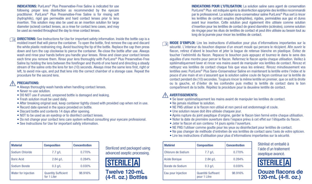 Purilens Plus bottle showing insertion solution for scleral lenses