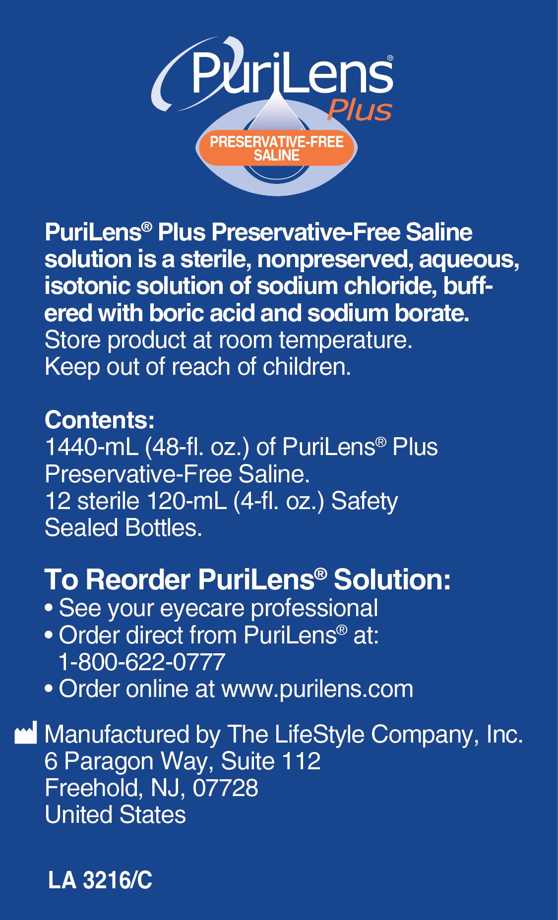 Purilens Plus twelve-bottle display seen on store shelf