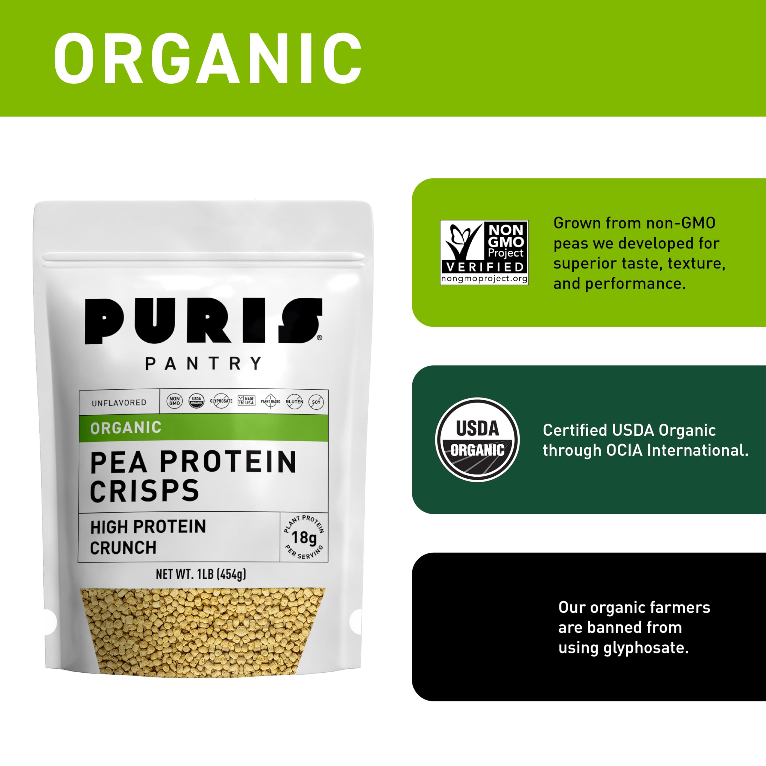 PURIS crisps gluten-free and non-GMO seal visible