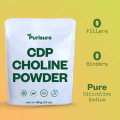 Purisure CDP Choline Powder dispensing scoop ready for portioning.