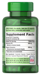 Puritan's Pride Berberine Cinnamon capsules, easy daily supplement for balanced metabolic support
