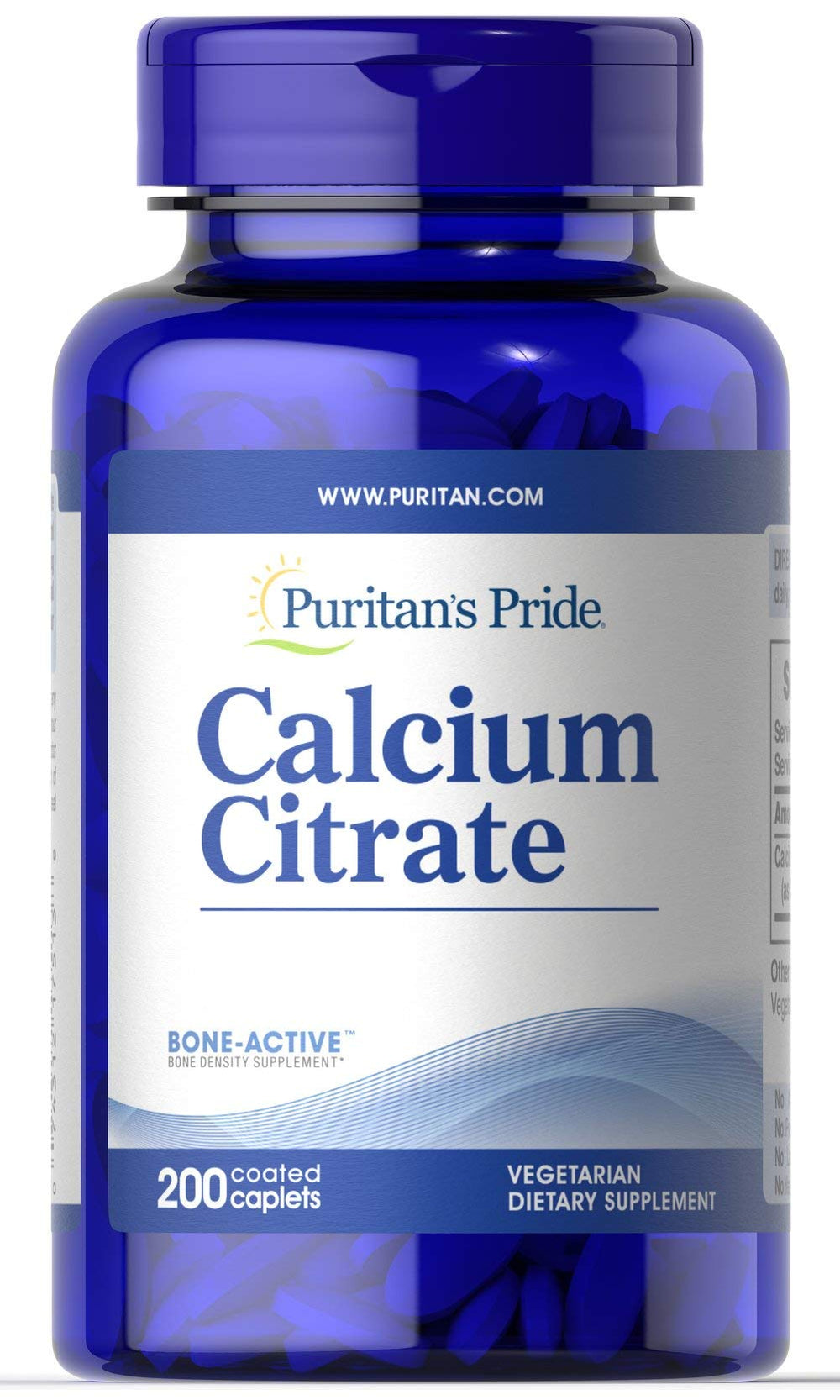Puritan's Pride Calcium Citrate 200 mg bottle for daily calcium intake