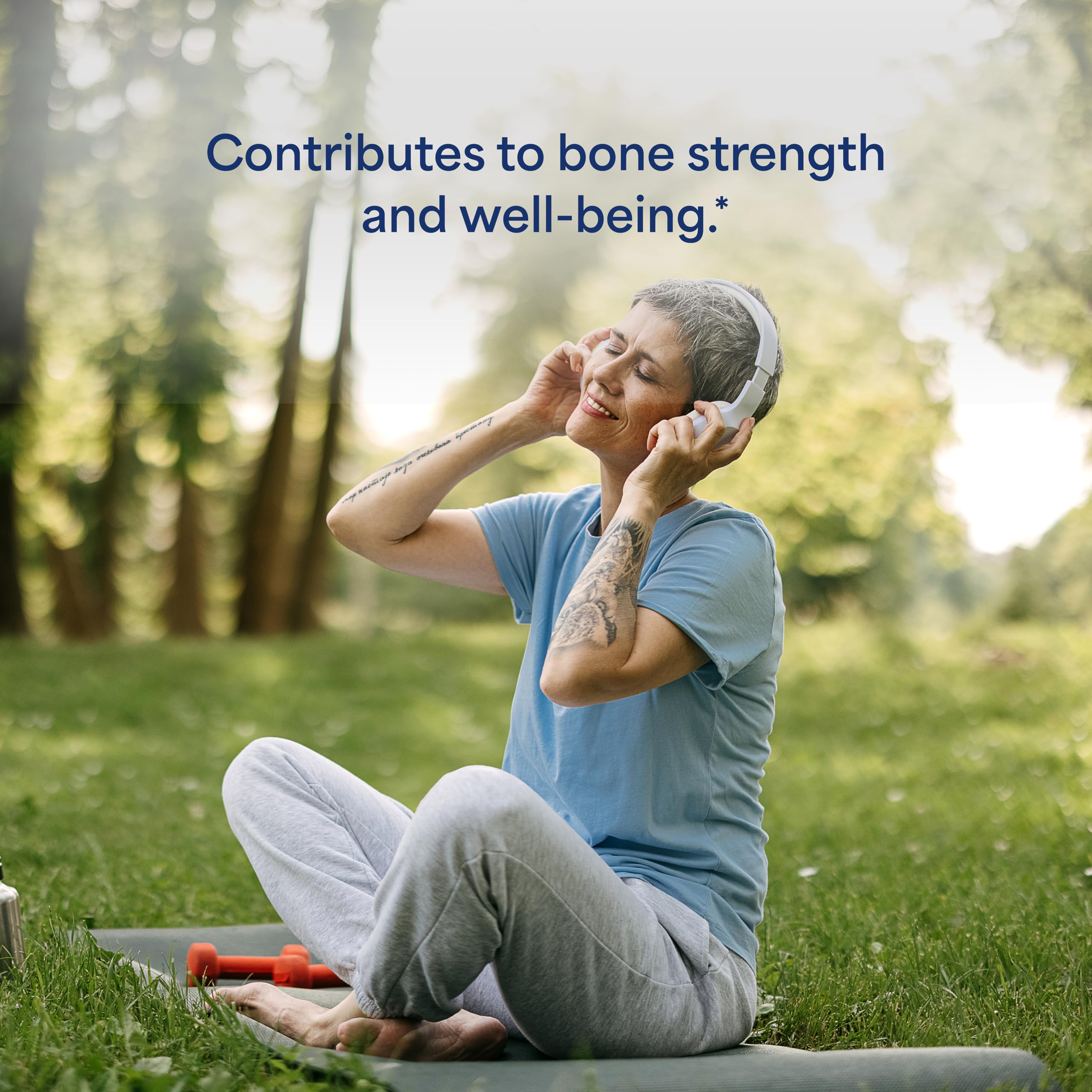 Puritan's Pride calcium D3 caplets out-of-bottle image suggests easy daily use.