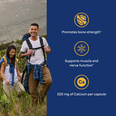 Puritan's Pride coral calcium bone-health graphic emphasizing density and resilience