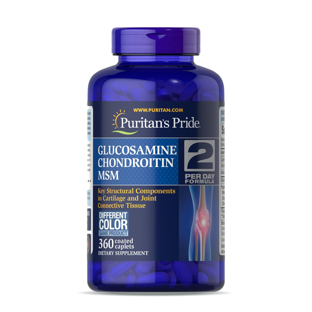 Puritan's Pride Glucosamine Chondroitin MSM bottle cap close-up for easy daily intake.