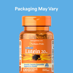 Puritan's Pride Lutigold Lutein softgels designed for daily eye support.