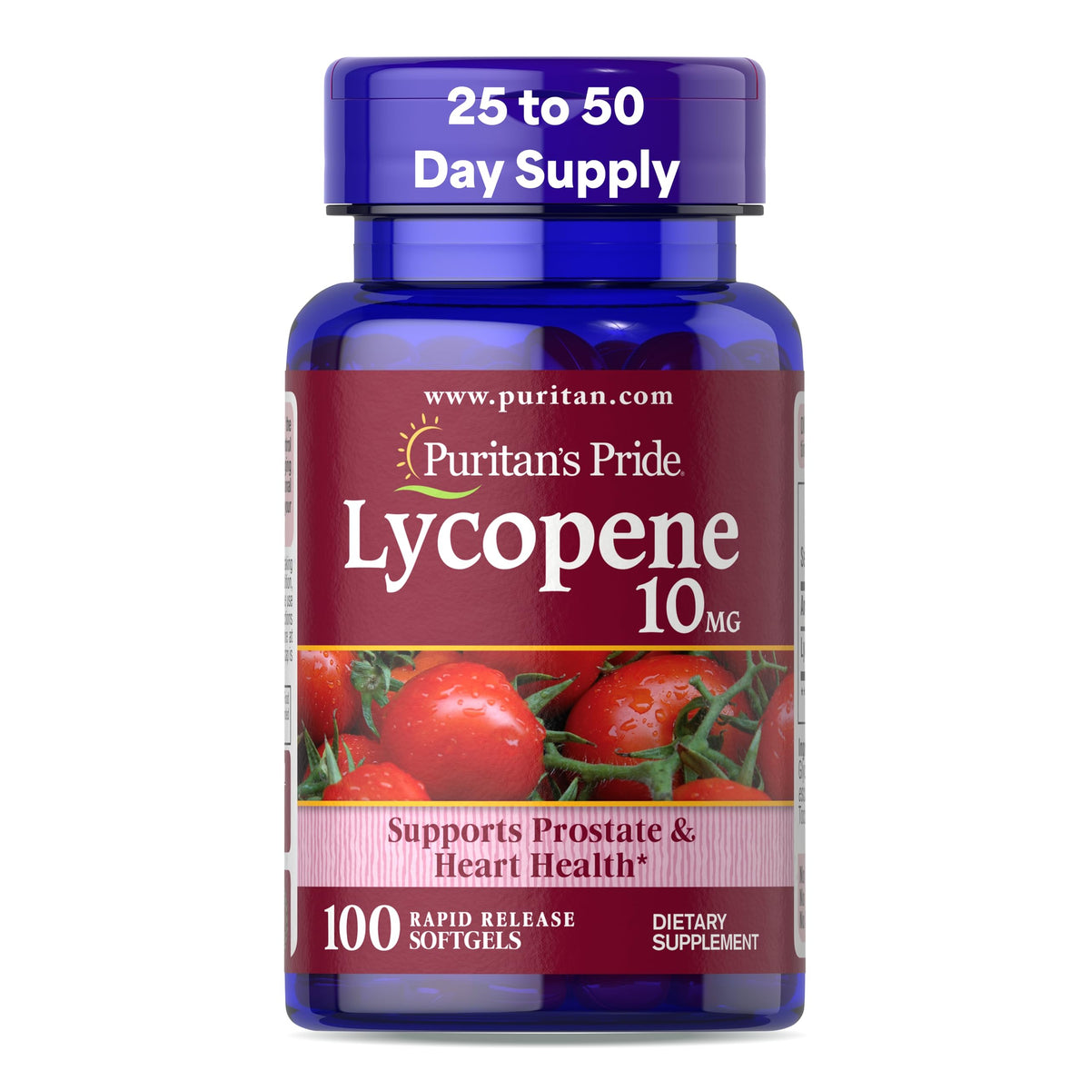 Puritan's Pride Lycopene 10mg bottle shows potent antioxidant support for cellular health.