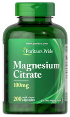 Puritan's Pride Magnesium Citrate 100 mg bottle supports a calm relaxed mood