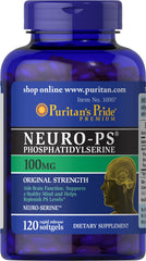 Puritan's Pride Neuro-PS 100 mg softgels bottle for daily brain support
