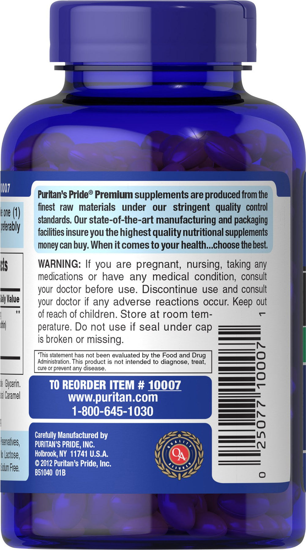 Puritan's Pride Neuro-PS packaging shows dosage and best-by date