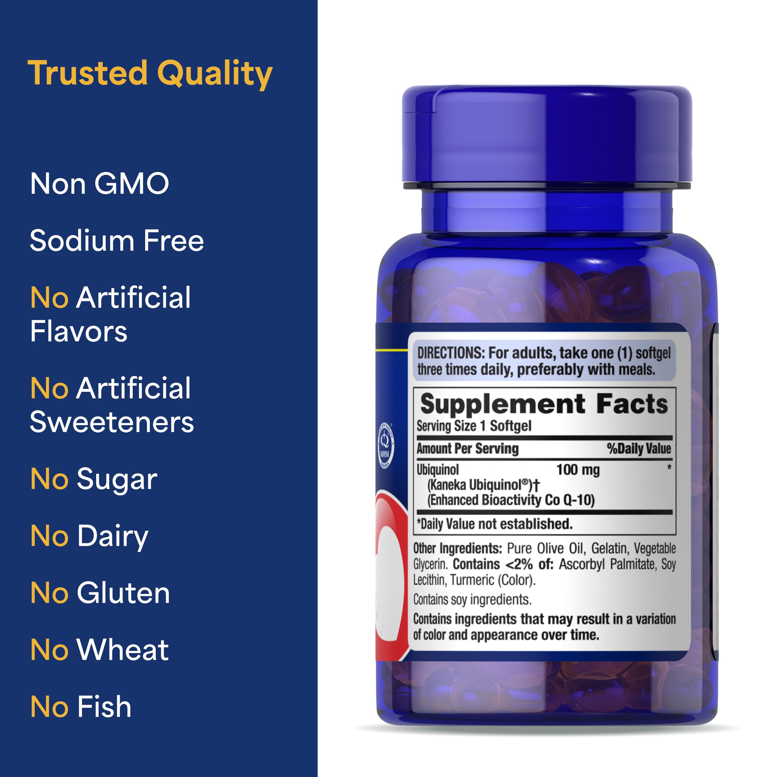 Puritan's Pride ubiquinol oral-health graphic links gum health to overall wellness.