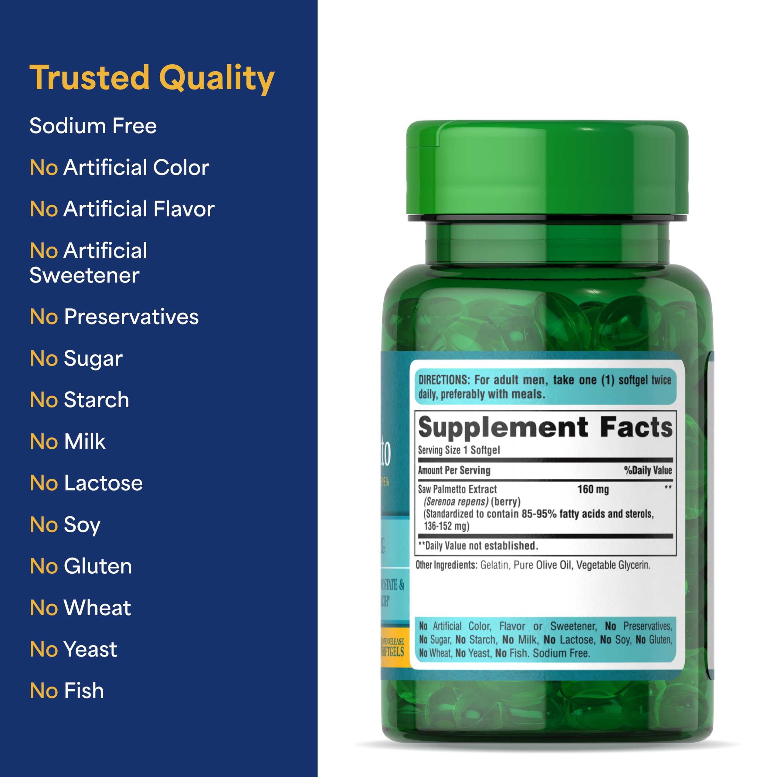 Daily-use scene with Puritan's Pride Saw Palmetto softgels.
