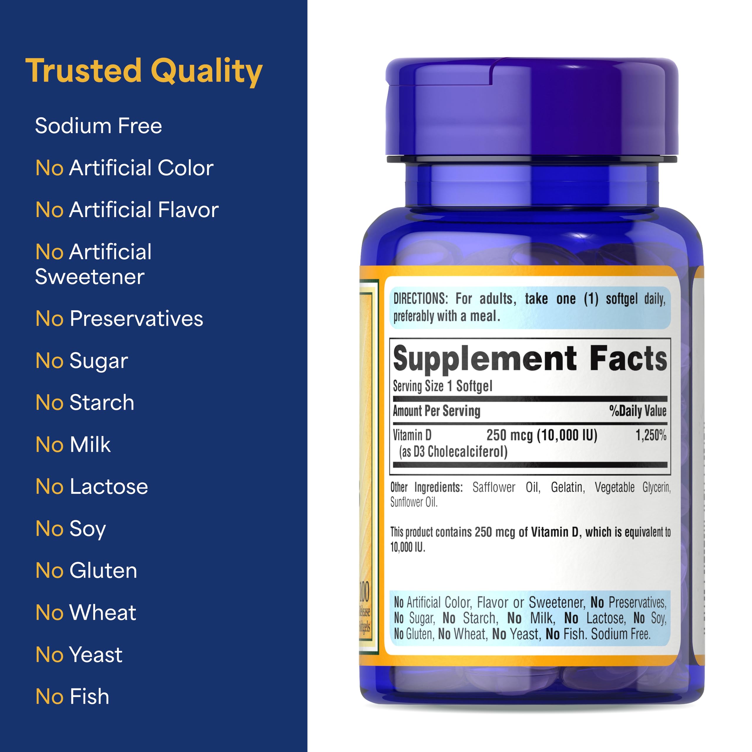 Puritan's Pride Sunvite graphic illustrating immune support and bone health benefits.