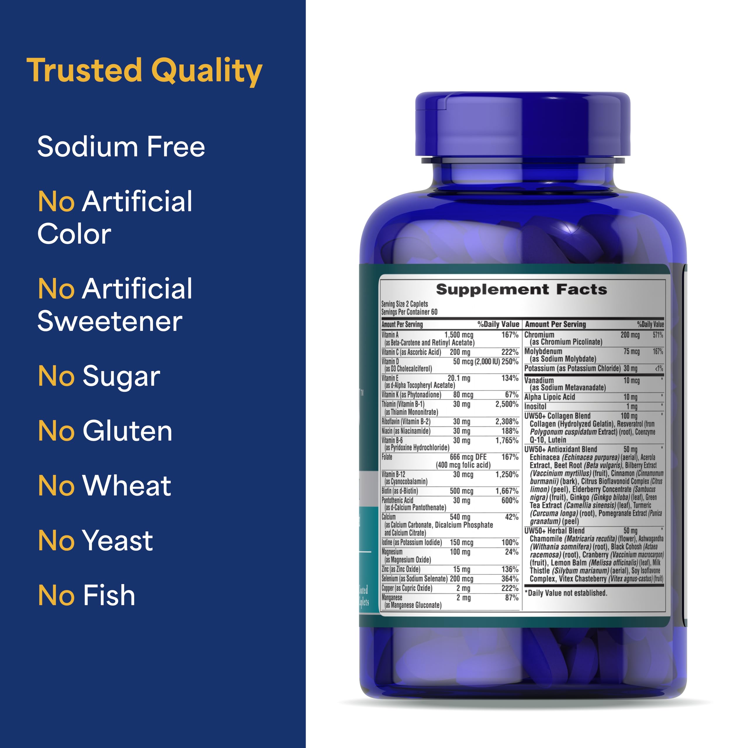 Puritan's Pride Ultra Woman 50+ easy daily-use bottle for mornings.