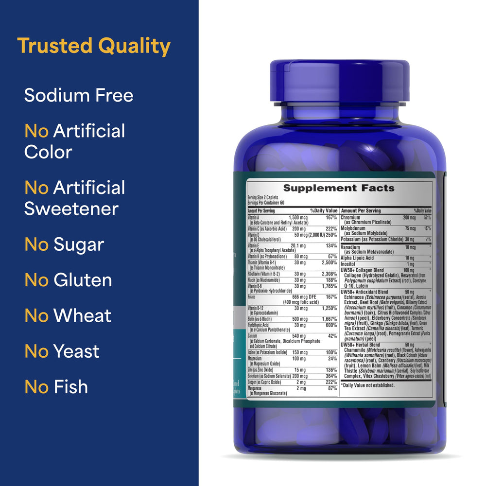 Puritan's Pride Ultra Woman 50+ easy daily-use bottle for mornings.