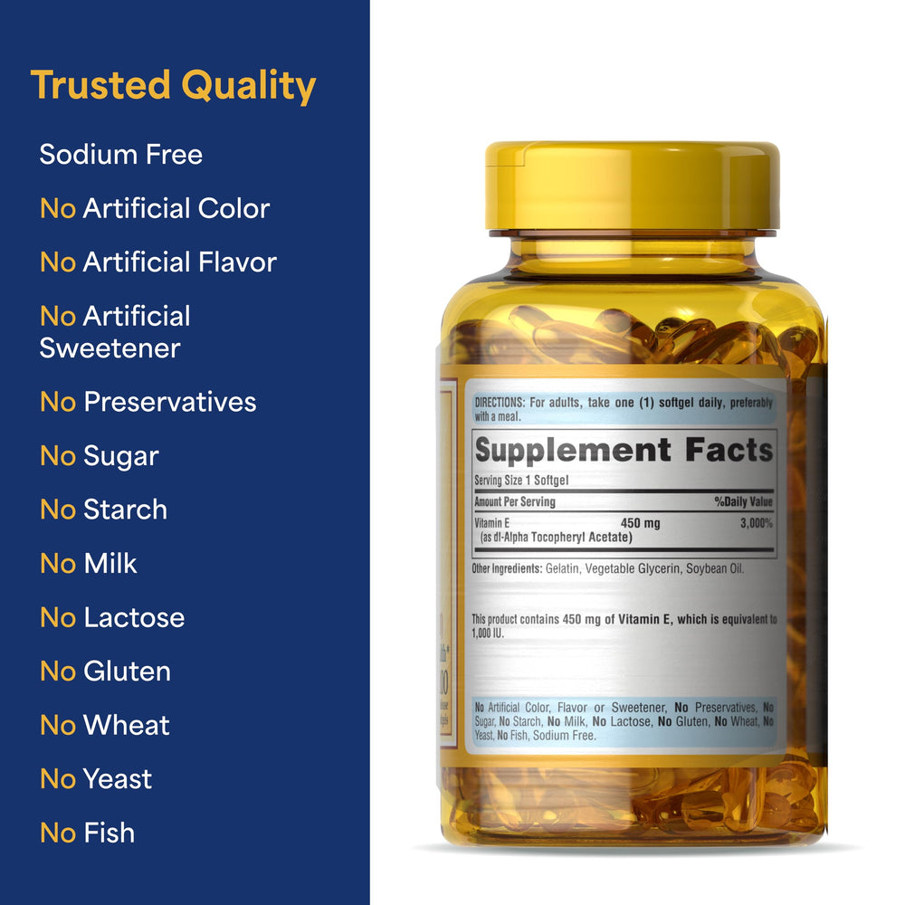 Daily-use setup with Puritan's Pride Vitamin E-450mg softgels
