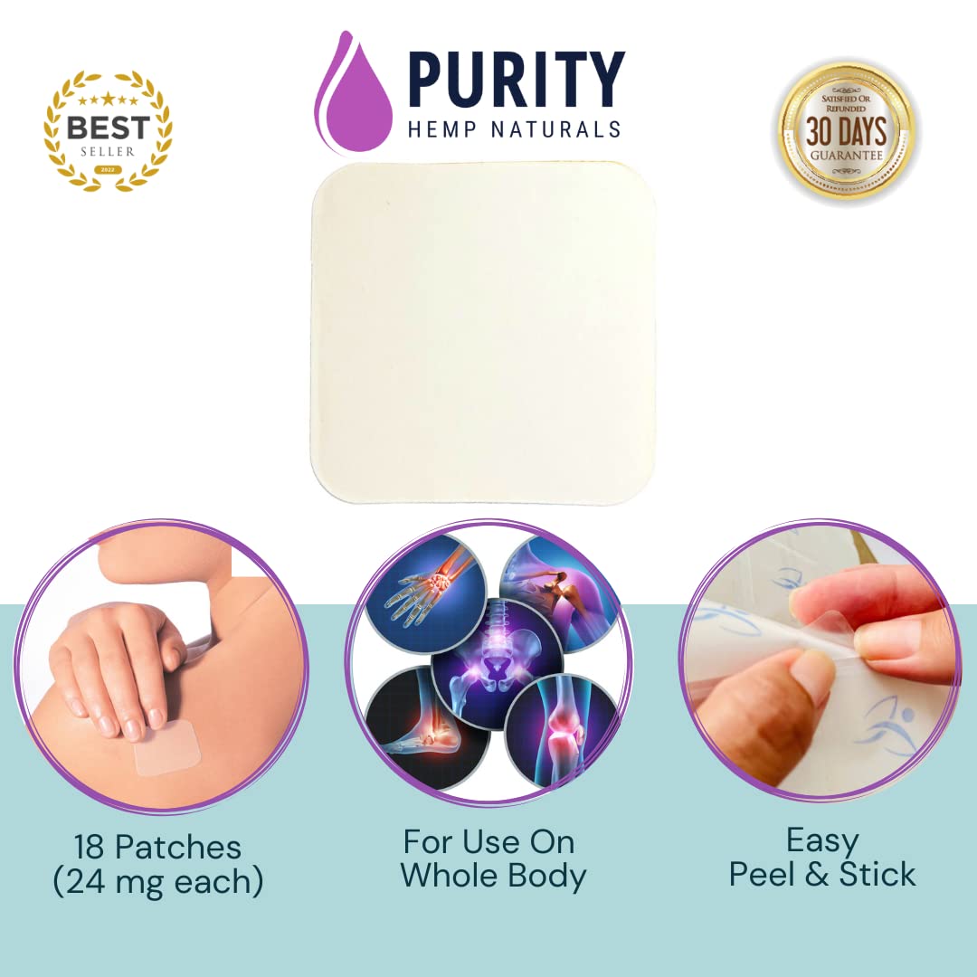 Purity Hemp Naturals 24-hour extended release patch for long-lasting use.