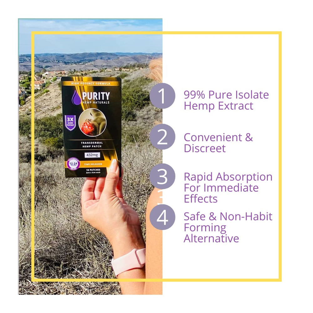 Purity Hemp Naturals patch resists sweat and water during activities.
