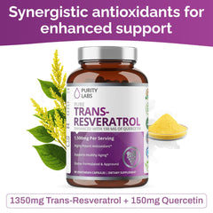 Purity Labs Quercetin ingredient highlight with scoop suggests vegan antioxidant support