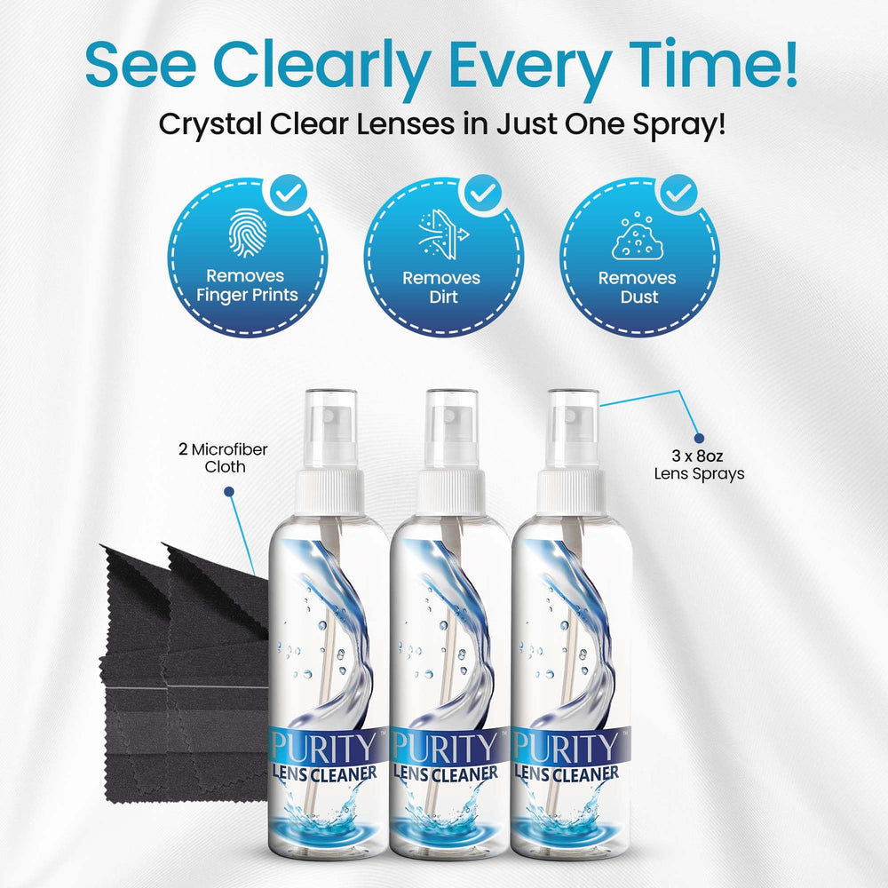 Purity Lens Cleaner effective on AR-coated lenses for safe cleaning of coated surfaces