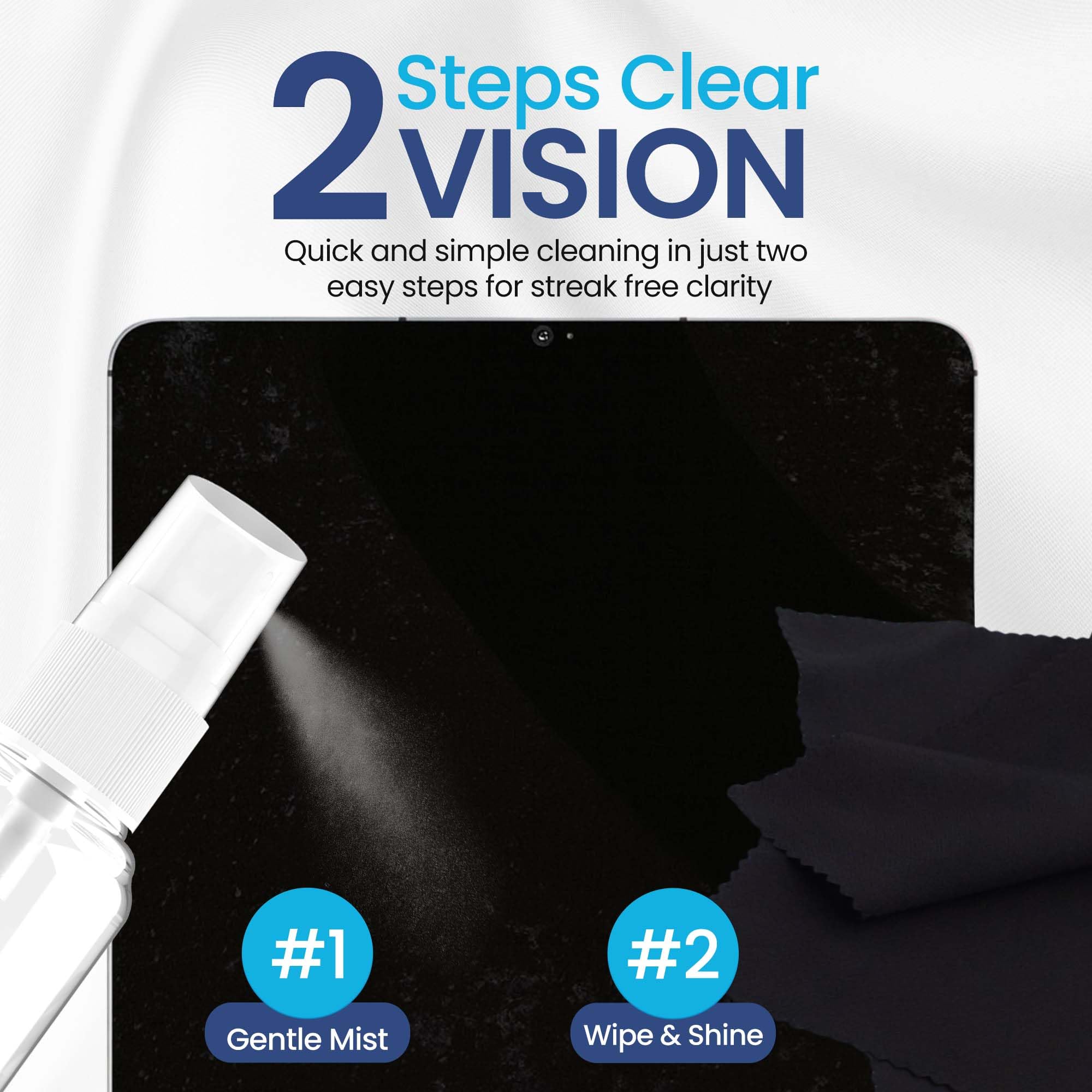 Purity microfiber cloths included for scratch-free dirt removal