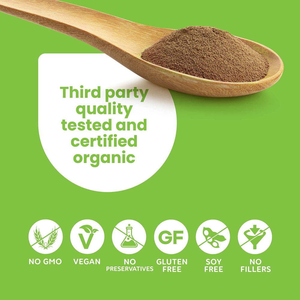 Purity Natural Beauty He Shou Wu powder close-up with earthy texture.