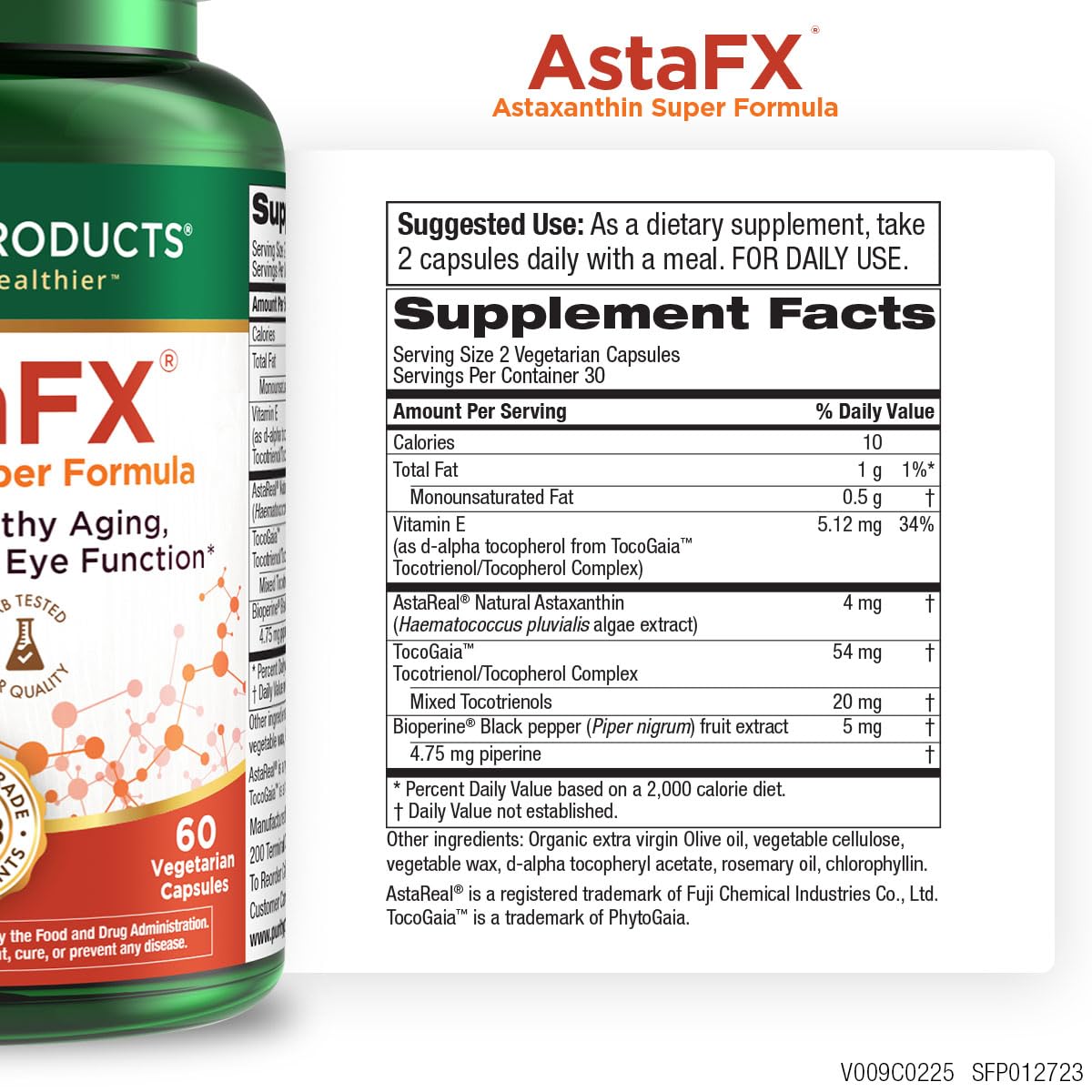 Purity Products AstaFX capsules closeup highlighting vegetarian formula