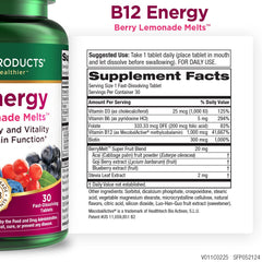 Purity Products B-12 melts tablets melting on tongue for quick absorption