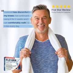 Purity Products Flexuron krill oil softgel emphasizes omega-3 benefits.