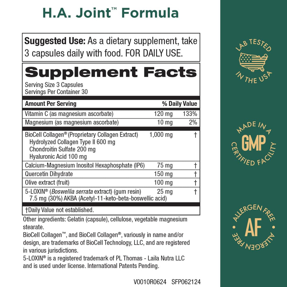 Purity Products HA Joint Capsules close-up highlighting hyaluronic acid benefits for joints