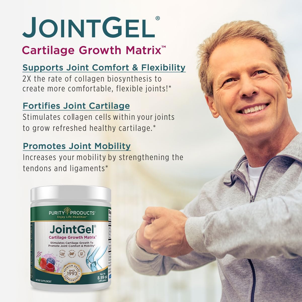 Purity Products JointGel Berry Powder scoop showing flavor and mixability.