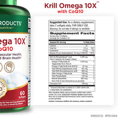 Purity Products Krill Omega 10X serving, highlighting EPA and DHA support.