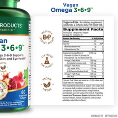 Purity Products Omega 3-6-9 bottle closeup showing vegan formulation.