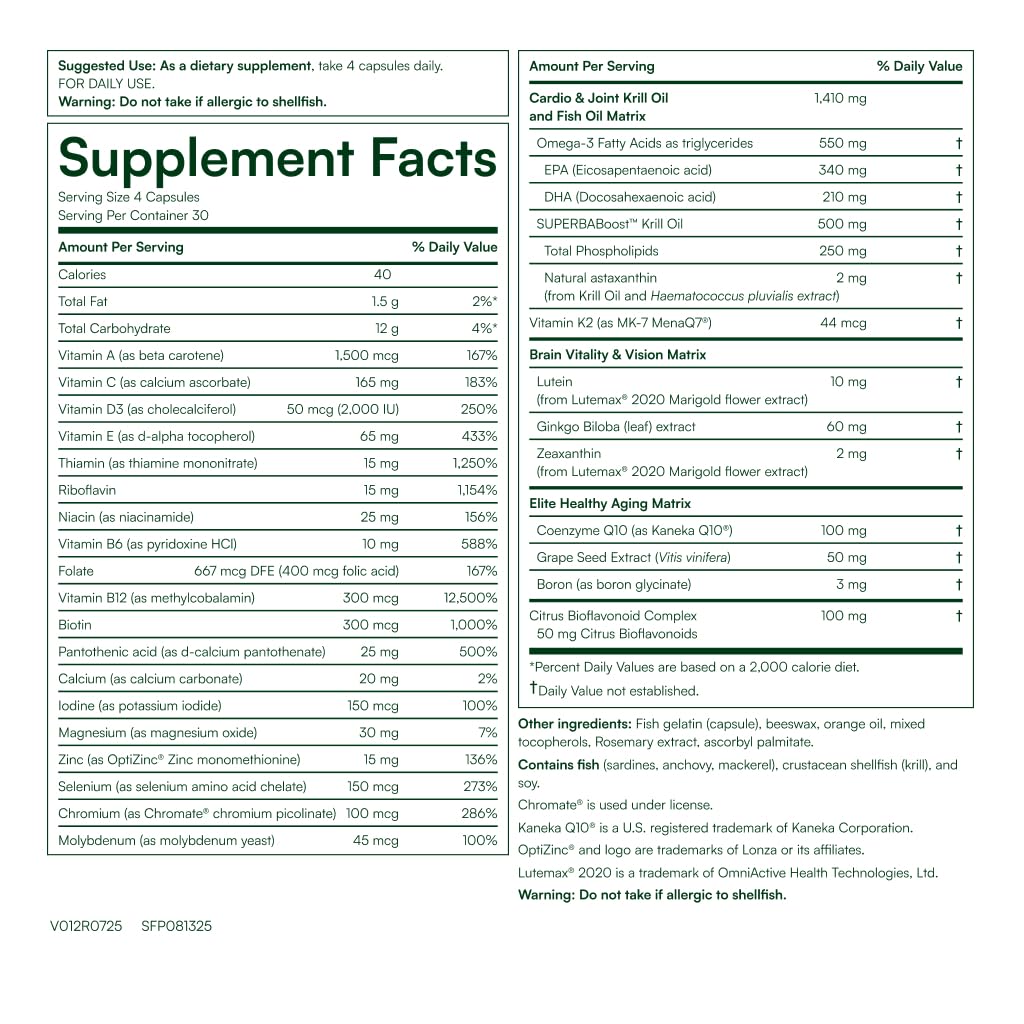 Purity Products Purity Super Pill label closeup highlights vitamins and omega-3 content