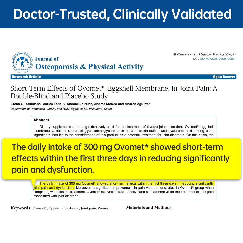Purmeo OVOMET MSM Boswellia ingredients close-up for mobility support