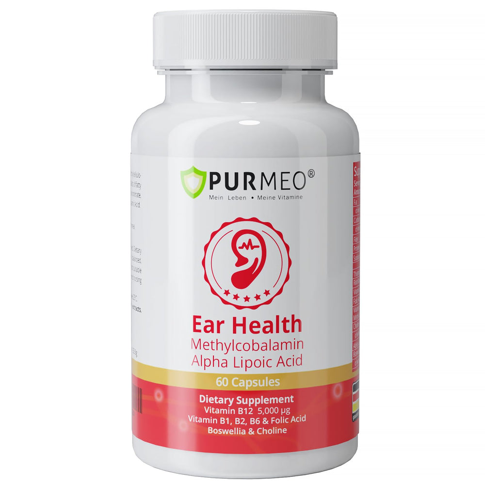 Purmeo Tinnitus Relief bottle for daily ear health support.