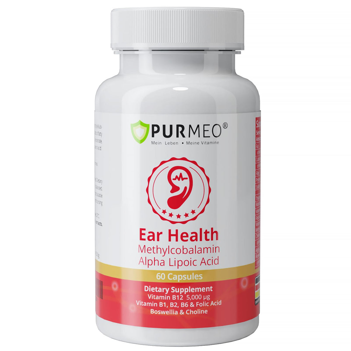 Purmeo Tinnitus Relief bottle for daily ear health support.