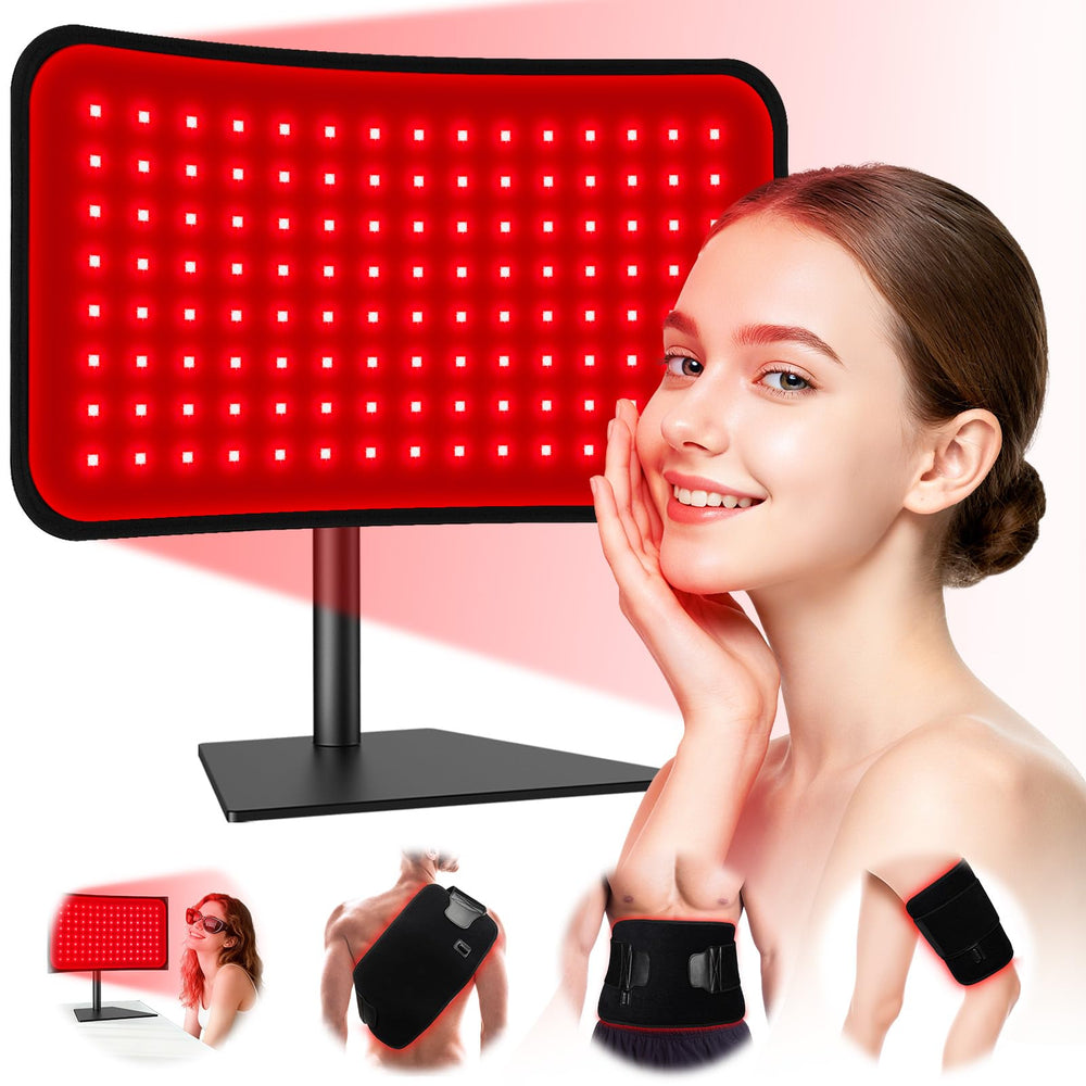 Puroth red light panel for facial use that promotes skincare sessions and glow.