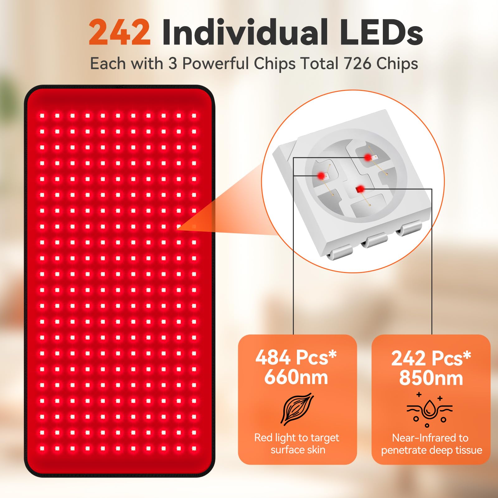 Puroth red light therapy mat around knee area for joint comfort.