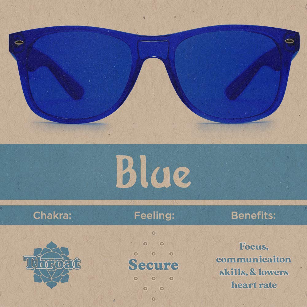 Purple Canyon blue color therapy glasses front view ready to enhance focus
