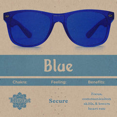 Purple Canyon blue color therapy glasses front view ready to enhance focus