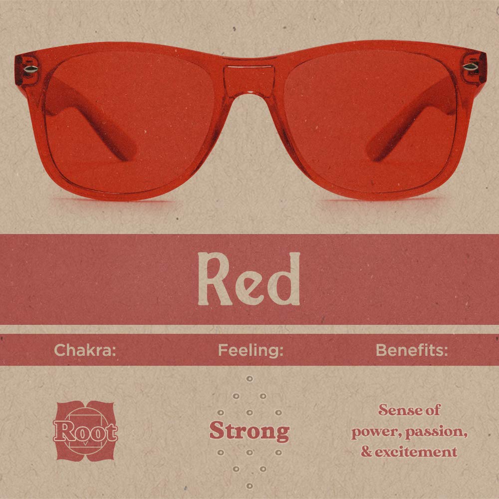 Purple Canyon red glasses in use during morning routine for focus.