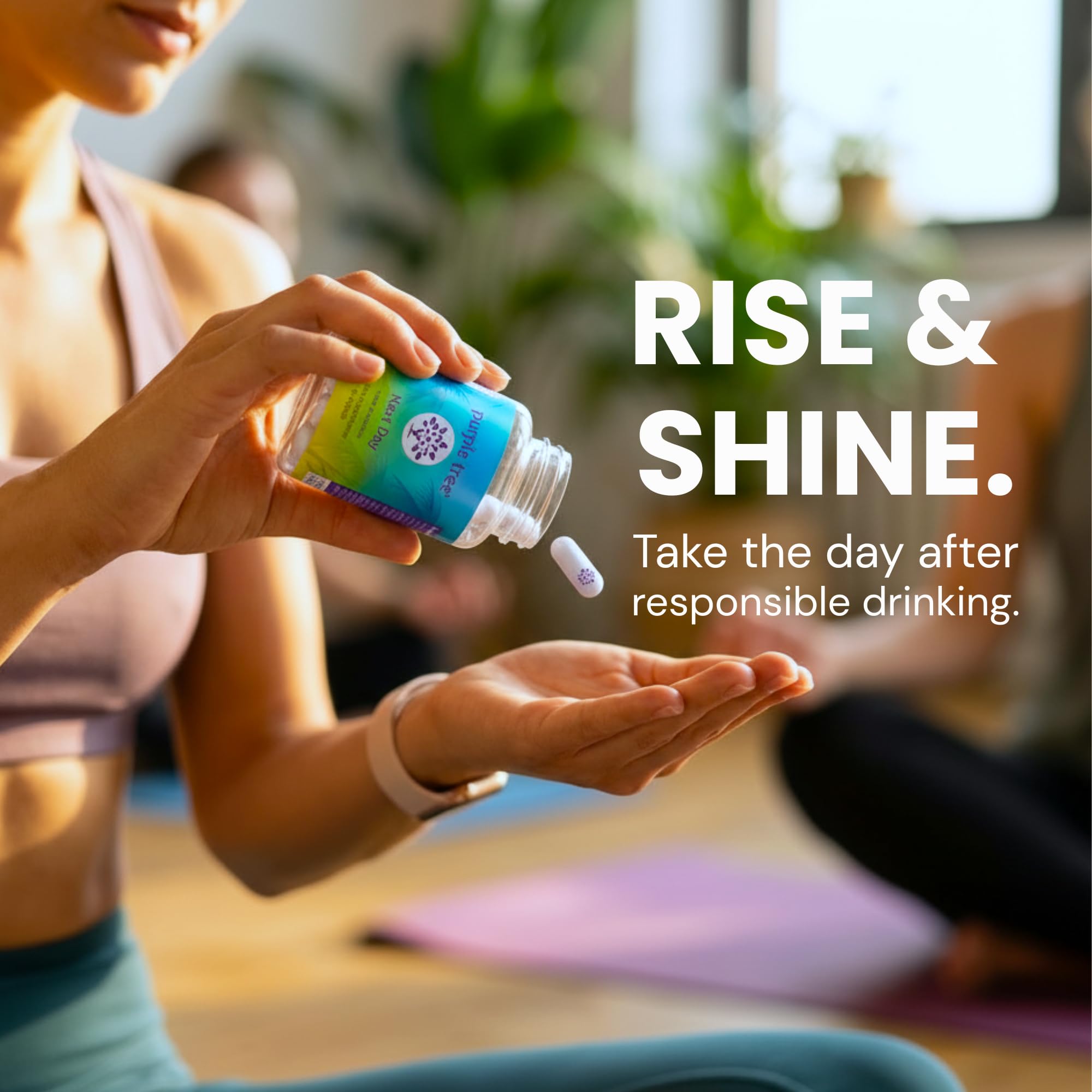 Purple Tree Next Day capsules close-up highlights easy daily use