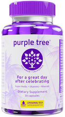 Purple Tree post celebration bottle pour highlighting hydration after a night out